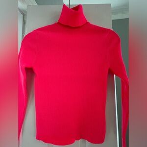 Zara Neon Pink Ribbed Turtleneck Sweater